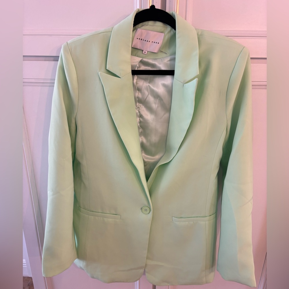 Endless Rose Mint Green Single Button Blazer Size… - image 2